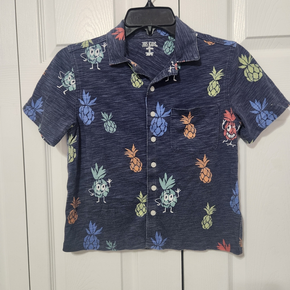 Blue Pineapple Print Shirt